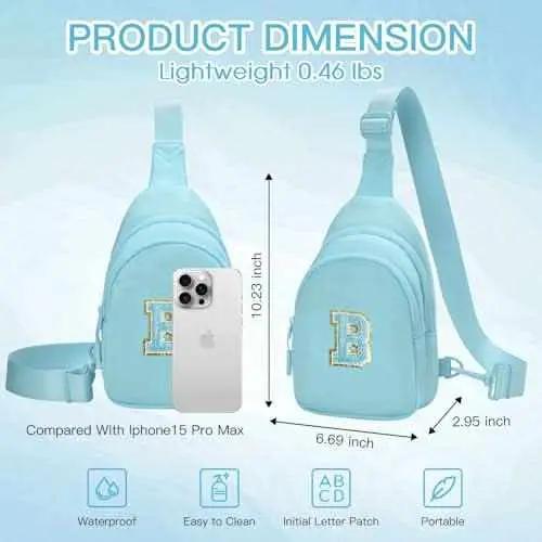 Small Initial Sling Bag Crossbody Bag Fanny Pack for Girls Women Cute Chest Bag Cross Body Bag Personalized Gift - Love Salve